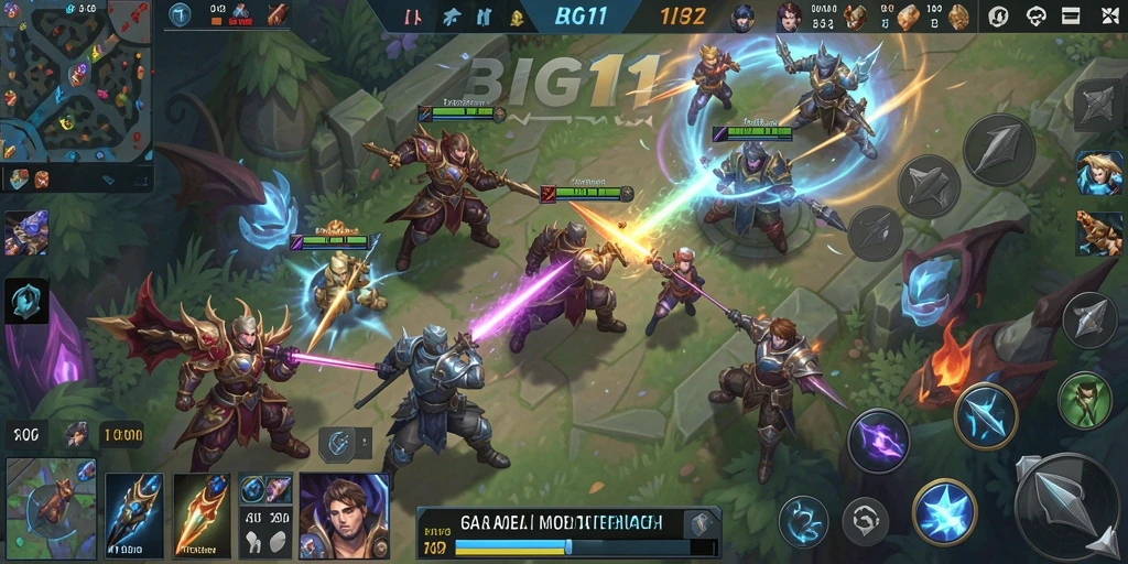 Tampilan gameplay seru dari BIG11 dengan aksi MOBA yang mendebarkan.