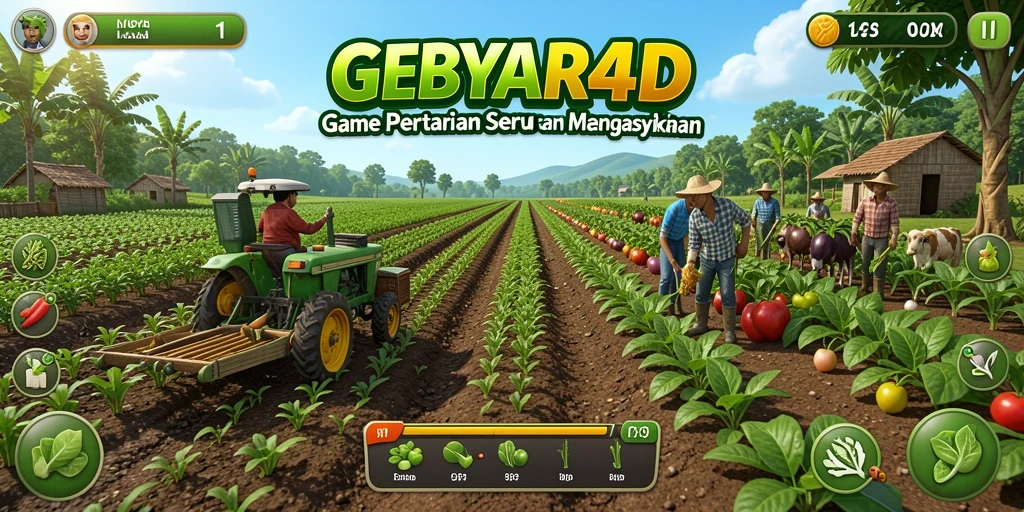 Screenshot gameplay GEBYAR4D menampilkan aktivitas bertani yang seru.