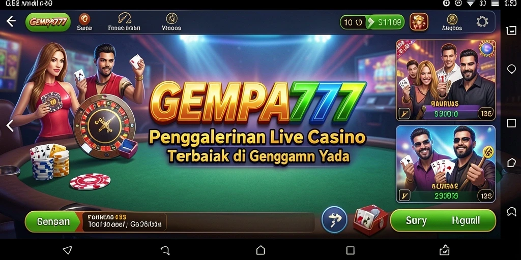 Screenshot gameplay GEMPA777 yang menampilkan dealer langsung dan suasana kasino.