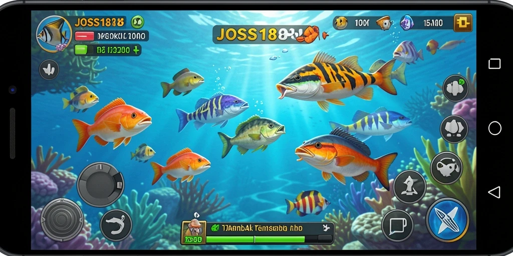 Tampilan menarik dari gameplay JOSS188 saat menembak ikan.