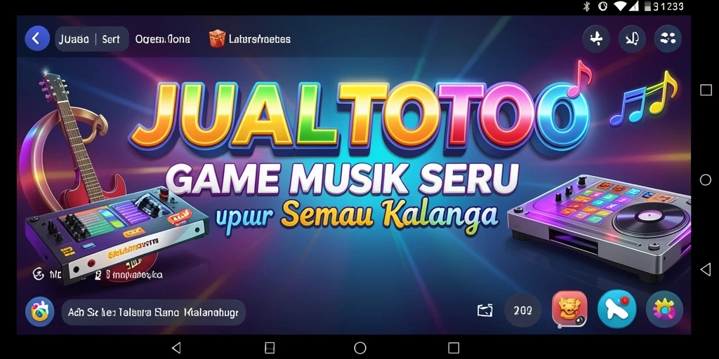 Tampilan gameplay JUALTOTO yang penuh warna dan energik.