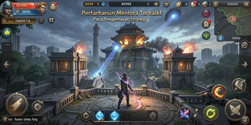 Screenshot gameplay RR999 menampilkan aksi menara yang mendebarkan.