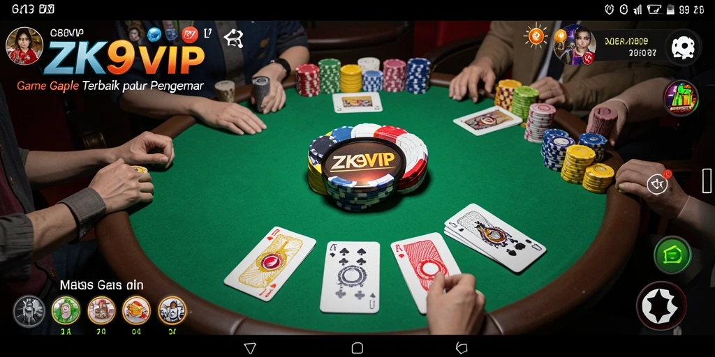 Screenshot gameplay ZK9VIP yang menunjukkan suasana seru bermain Gaple.